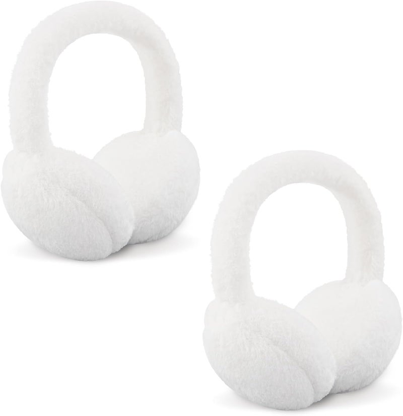 YATANAM Women Ear Muffs Winter Girls White Earmuffs Fuzzy Kids Black Ear Muff Cute Fluffy Ear Warmers Foldable Ear Covers Boy - Image 1